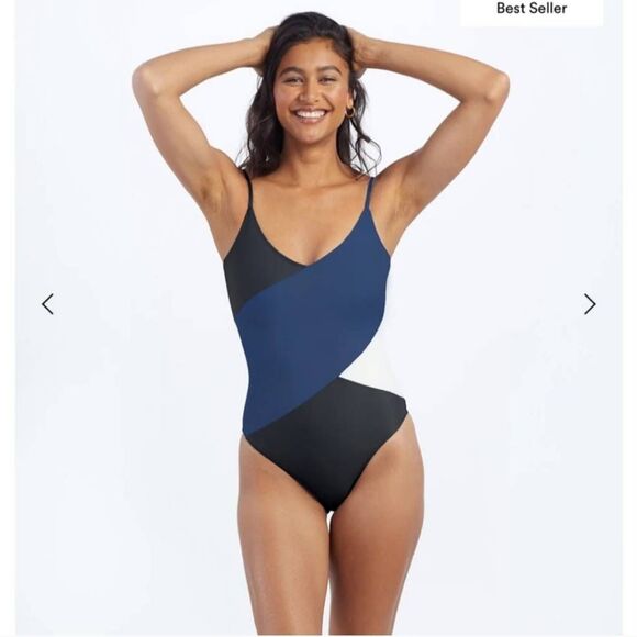 NWT Sunmersalt The Marina One Piece Swimsuit Sz 2 Atlantic Sea Urchin White Sand - Picture 1 of 9